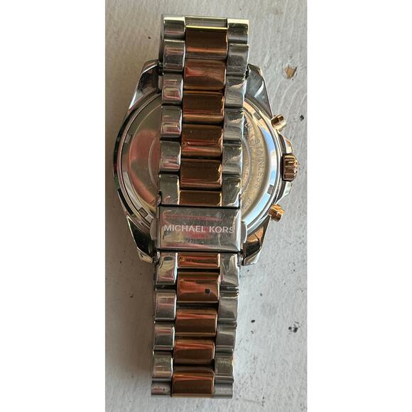 Michael Kors Bradshaw Chronograph Two-Tone MK5606 Women's Navy Face Watch $375 - Picture 16 of 16